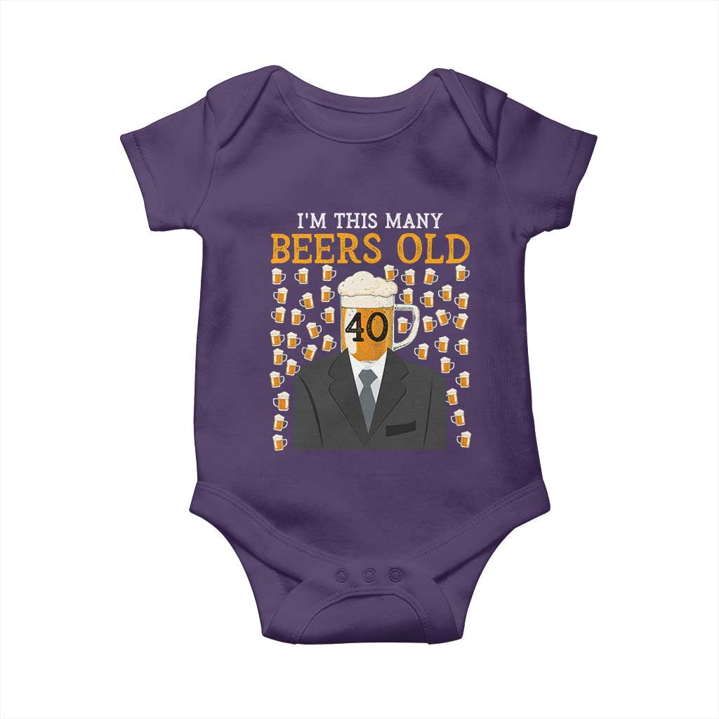 Funny 40th Birthday Drinking Baby Onesie I'm This Many Beers Old