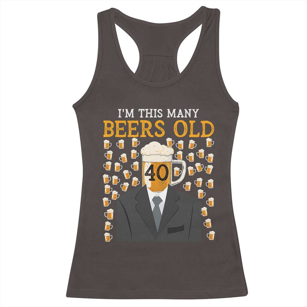 Funny 40th Birthday Drinking Racerback Tank Top I'm This Many Beers Old