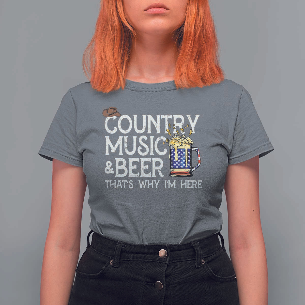 Funny Country Music And Beer T Shirt For Women That's Why I'm Here
