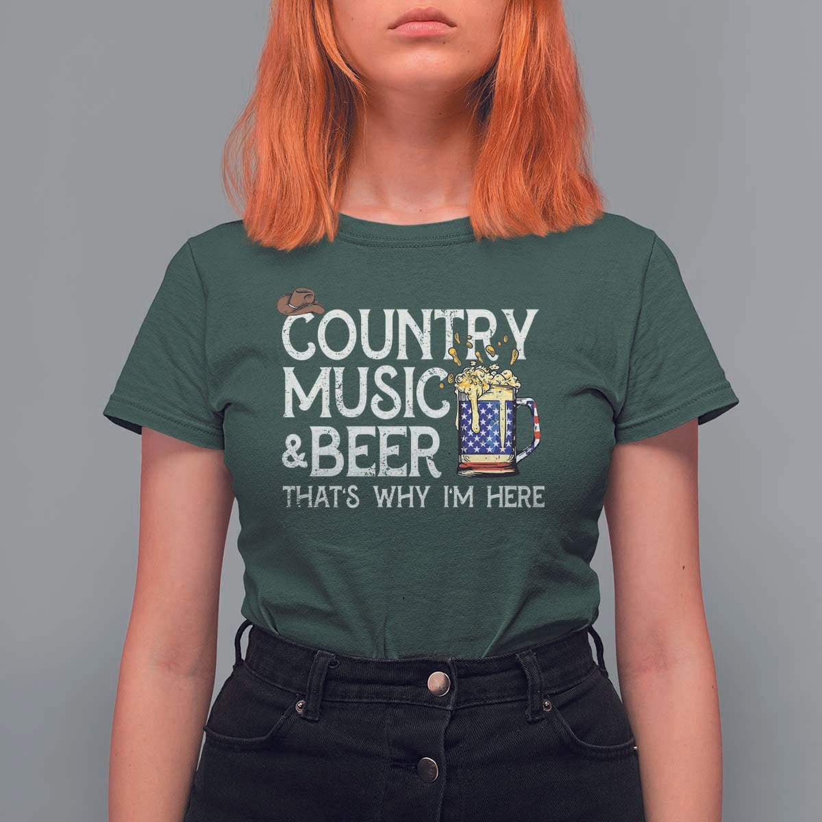 Funny Country Music And Beer T Shirt For Women That's Why I'm Here
