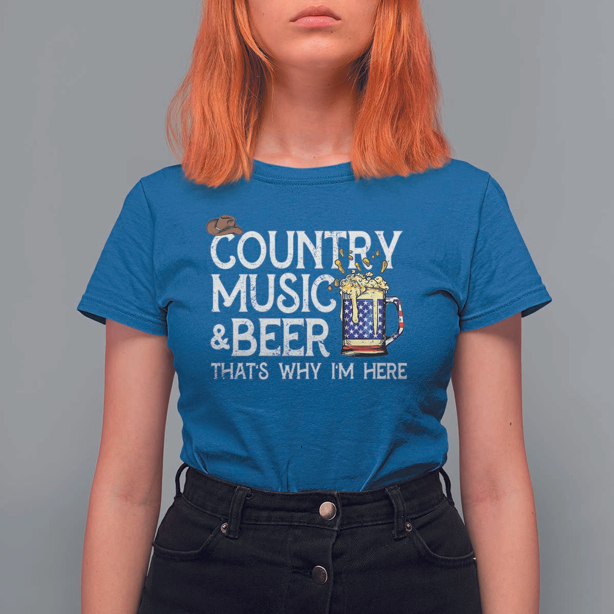 Funny Country Music And Beer T Shirt For Women That's Why I'm Here