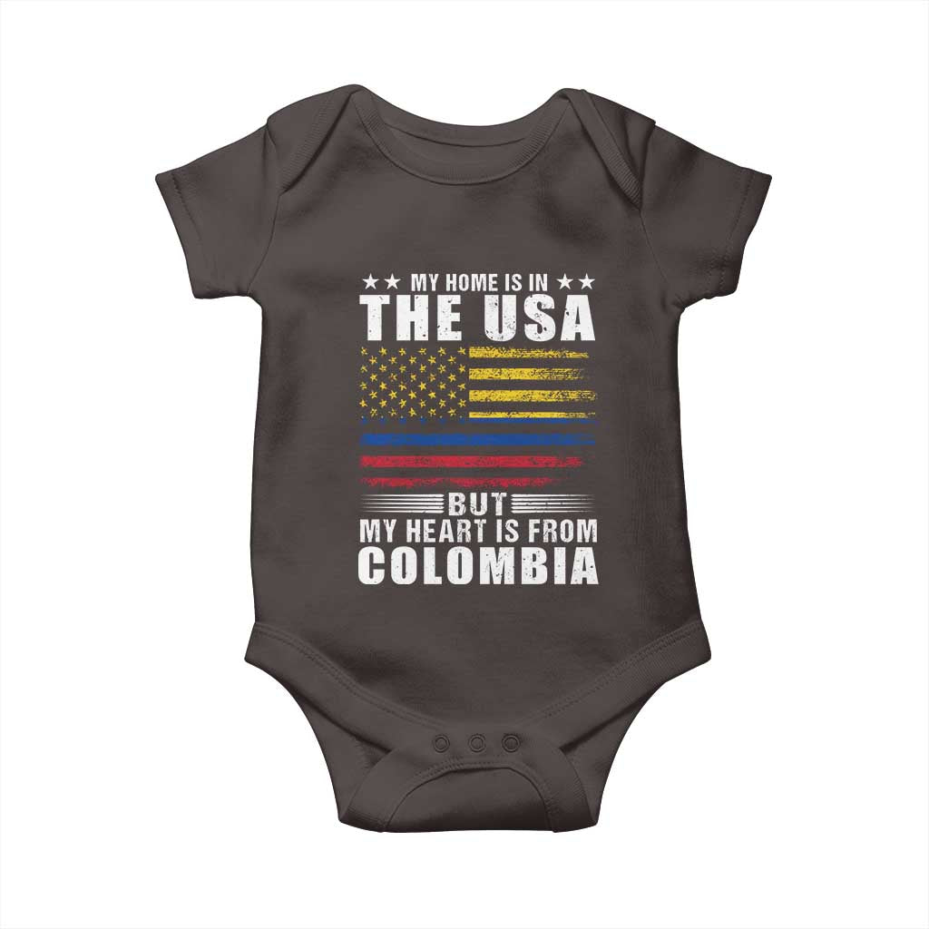 Colombian American Baby Onesie My Home Is In The USA But My Heart Is From Colombia