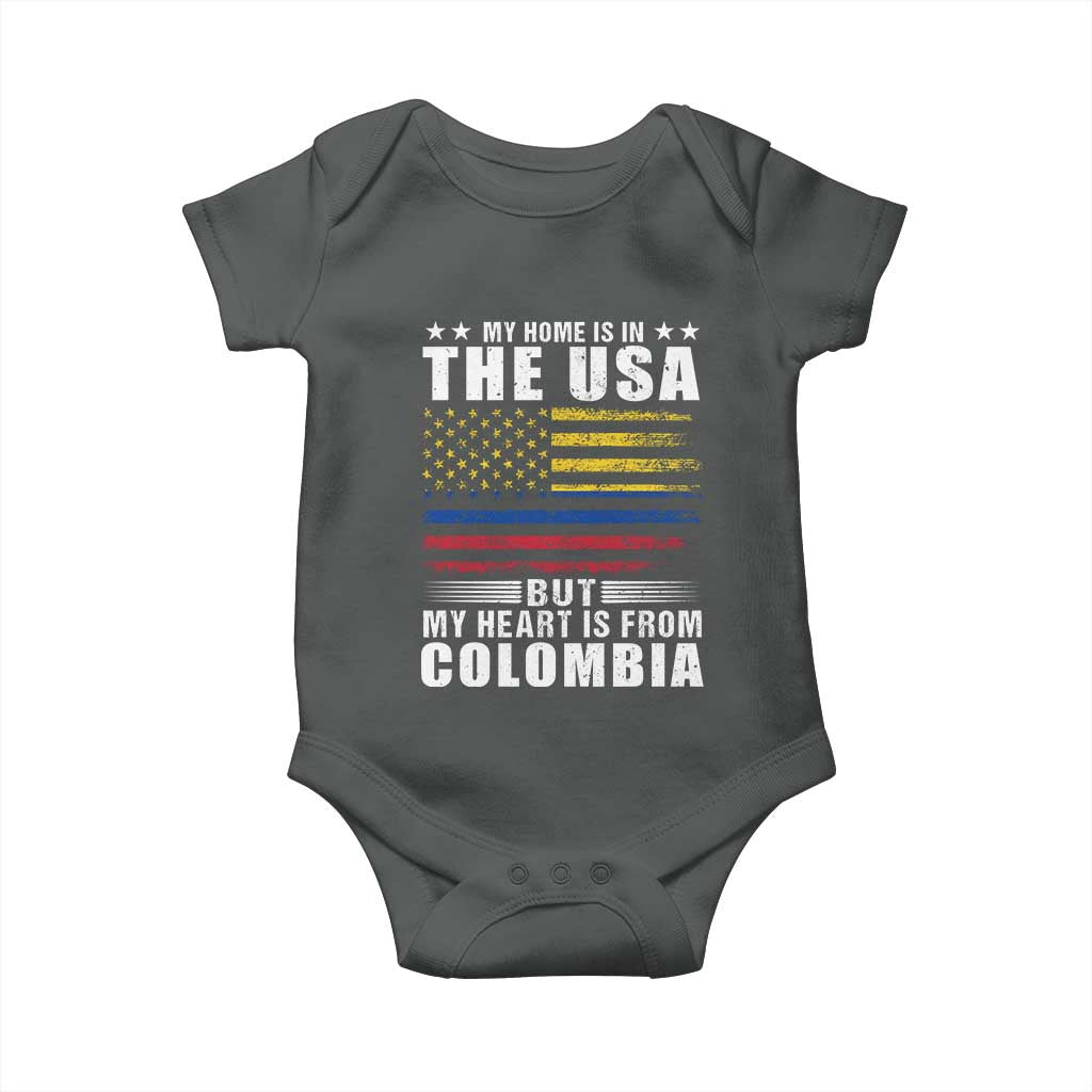 Colombian American Baby Onesie My Home Is In The USA But My Heart Is From Colombia
