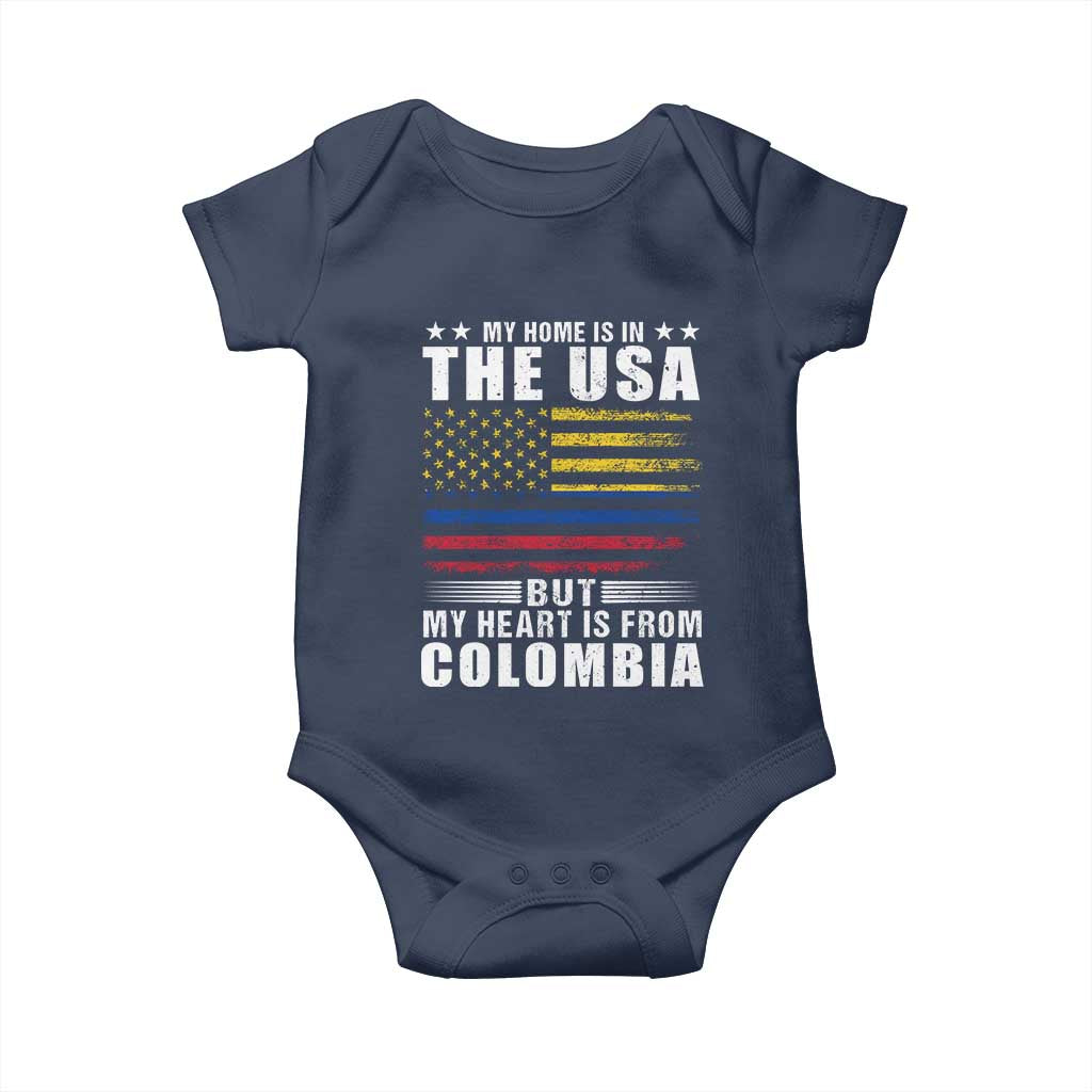 Colombian American Baby Onesie My Home Is In The USA But My Heart Is From Colombia