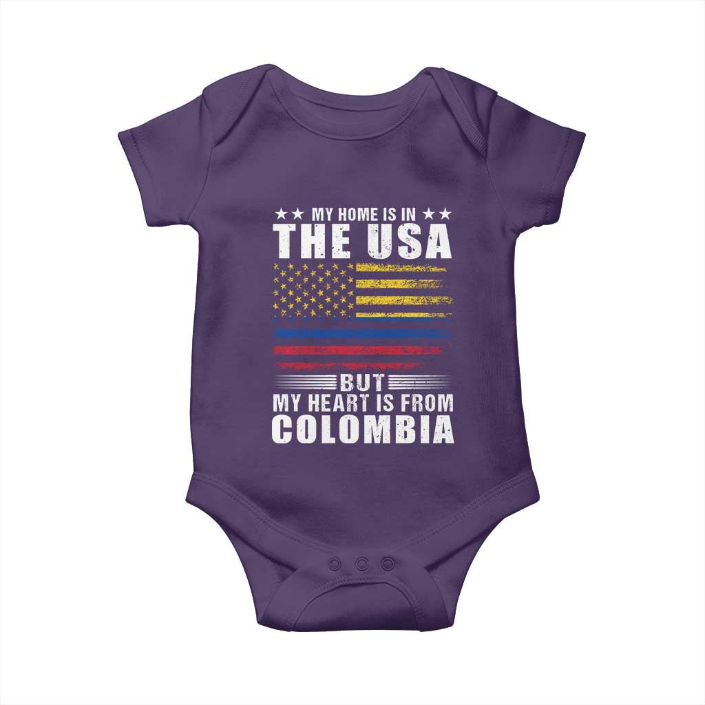 Colombian American Baby Onesie My Home Is In The USA But My Heart Is From Colombia