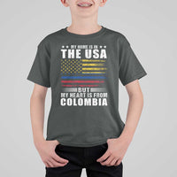 Colombian American T Shirt For Kid My Home Is In The USA But My Heart Is From Colombia