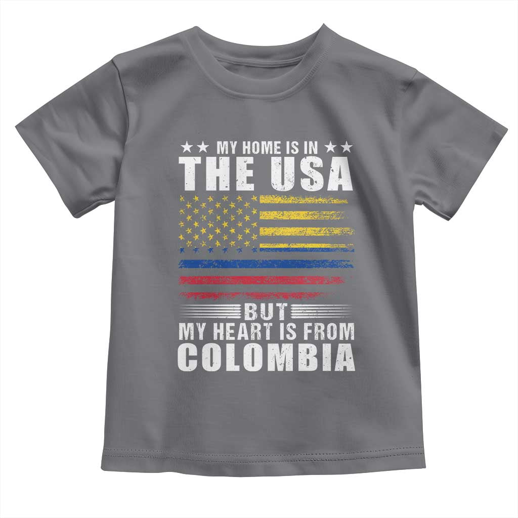 Colombian American Toddler T Shirt My Home Is In The USA But My Heart Is From Colombia