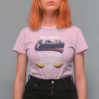 Funny My Wife Is Colombian T Shirt For Women Nothing Scares Me Colombia Flag - Wonder Print Shop