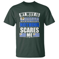Funny My Wife Is Uruguayan T Shirt Nothing Scares Me Uruguay Flag - Wonder Print Shop