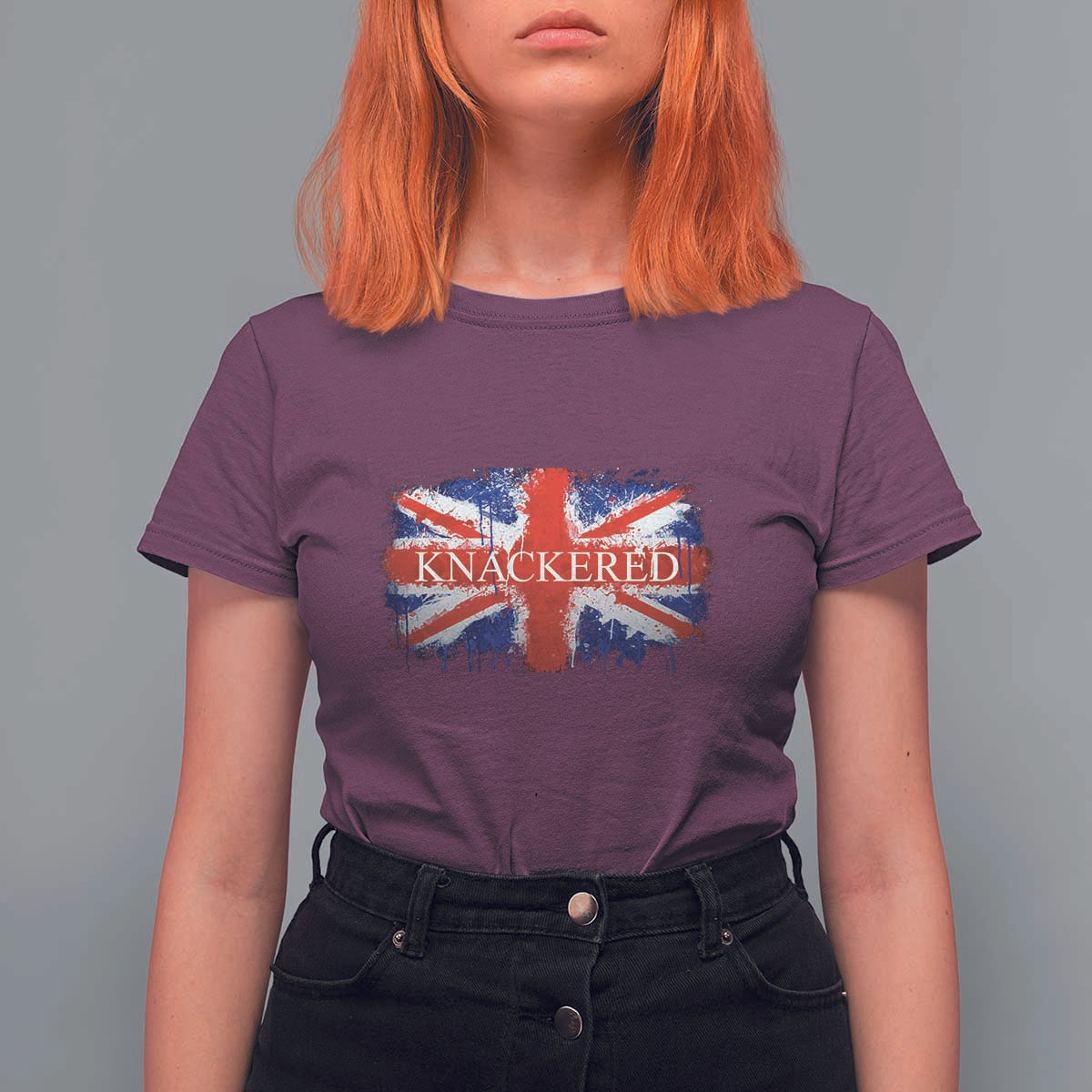 Funny Knackered The UK Flag British T Shirt For Women - Wonder Print Shop