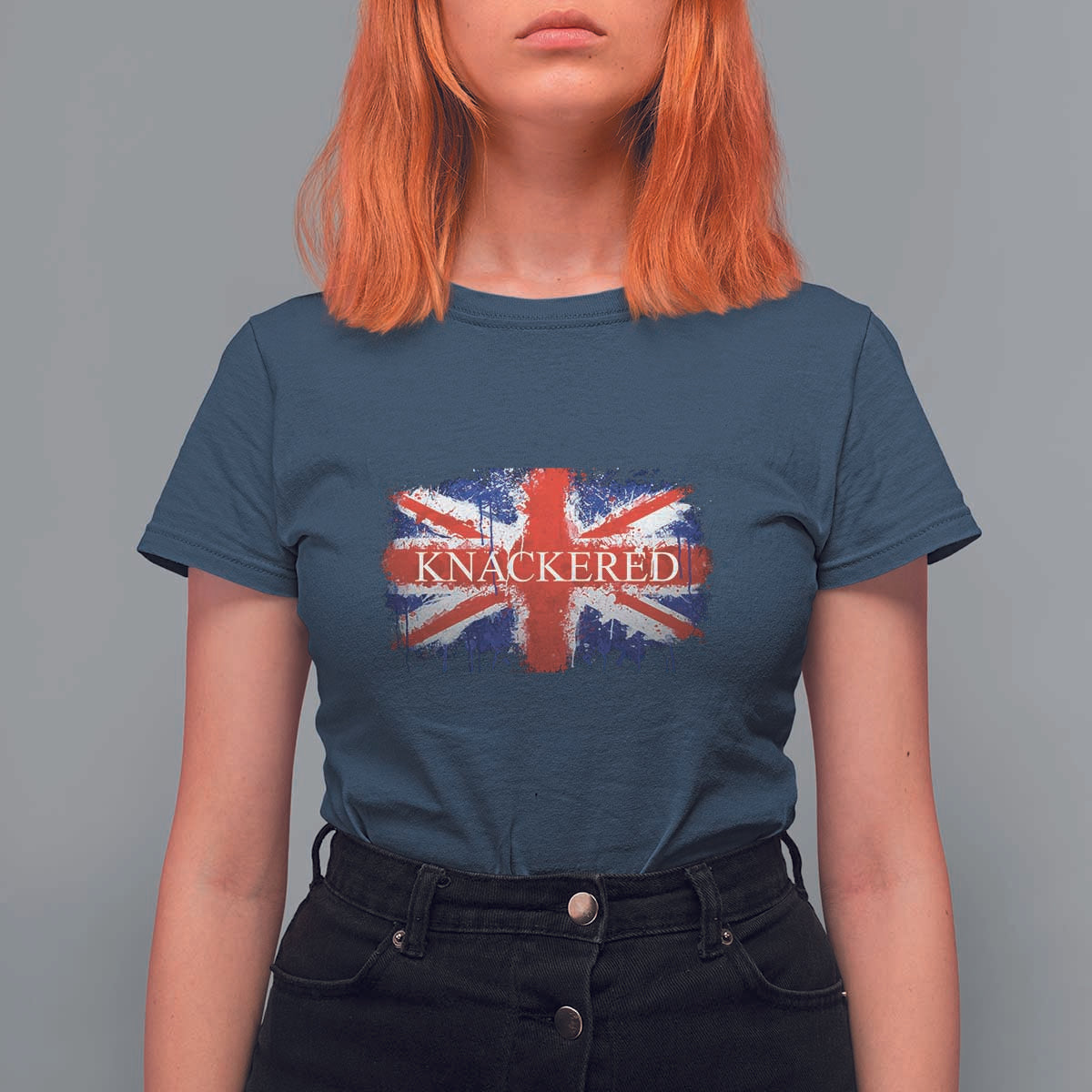 Funny Knackered The UK Flag British T Shirt For Women - Wonder Print Shop