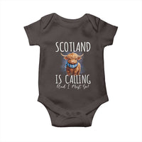 Scotland is Calling and I must Go Highland Cow Baby Onesie
