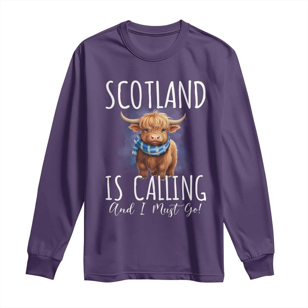 Scotland is Calling and I must Go Highland Cow Long Sleeve Shirt