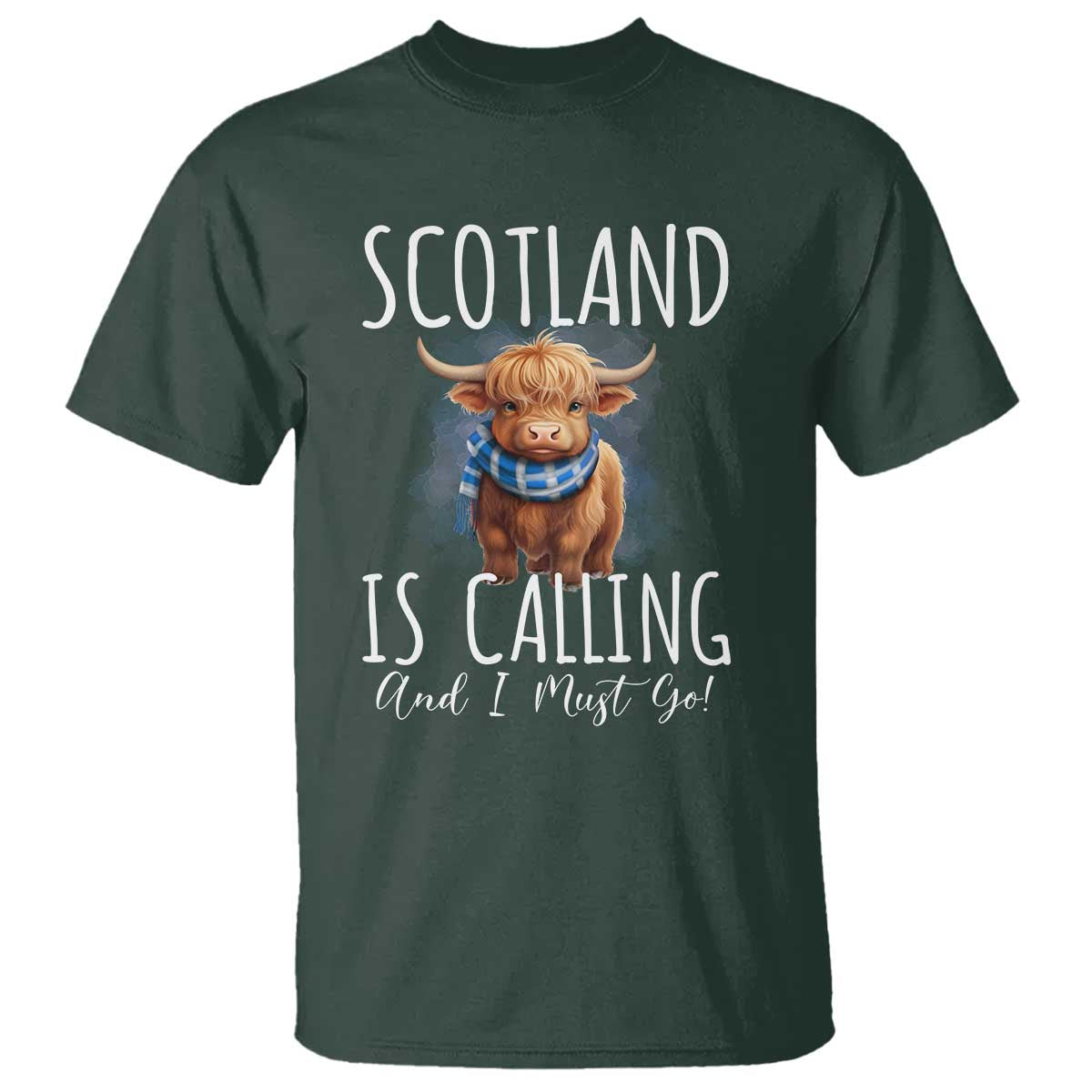 Scotland is Calling and I must Go Highland Cow T Shirt - Wonder Print Shop