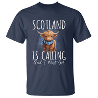 Scotland is Calling and I must Go Highland Cow T Shirt - Wonder Print Shop