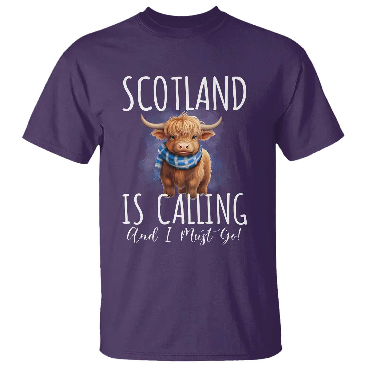 Scotland is Calling and I must Go Highland Cow T Shirt - Wonder Print Shop