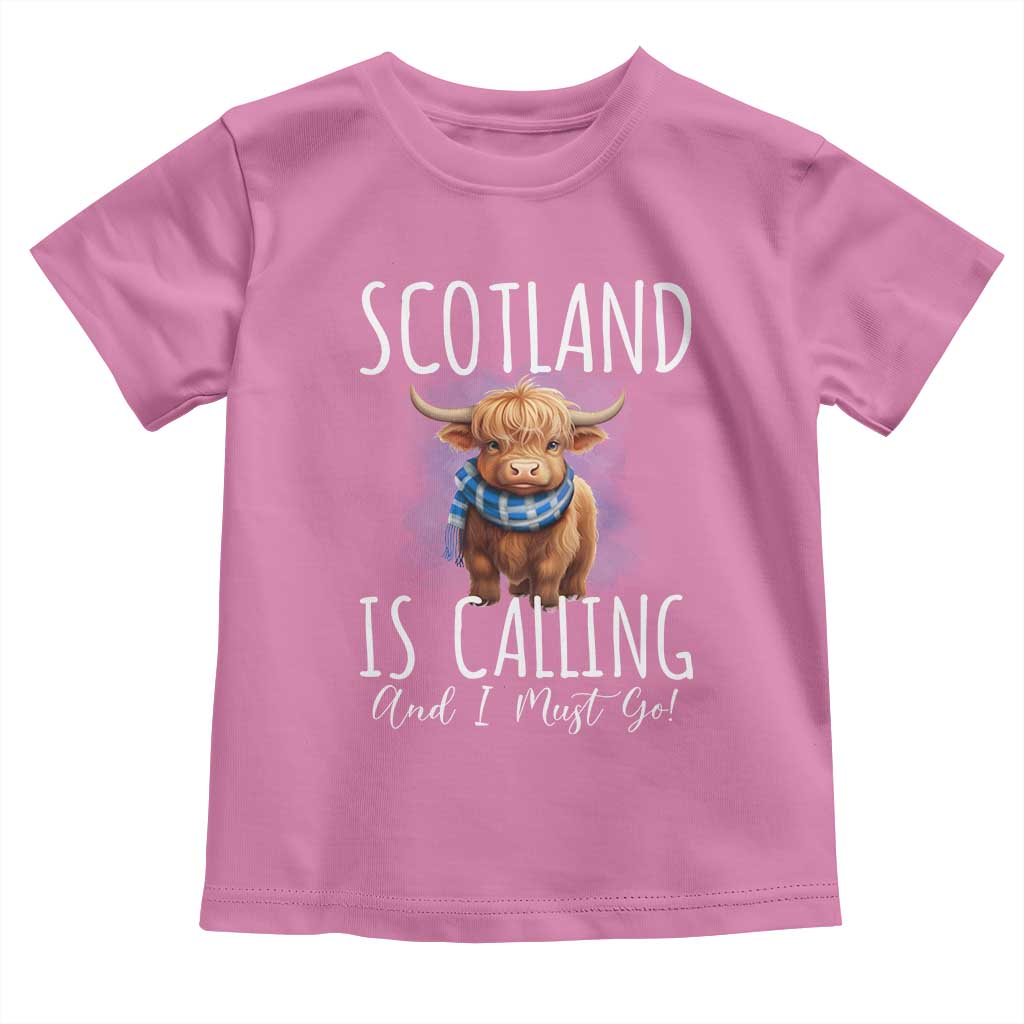Scotland is Calling and I must Go Highland Cow Toddler T Shirt