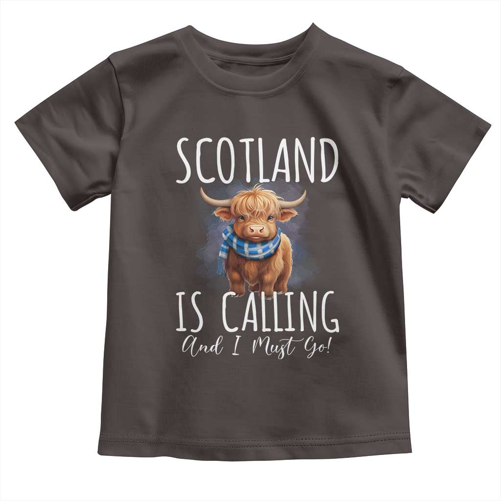 Scotland is Calling and I must Go Highland Cow Toddler T Shirt