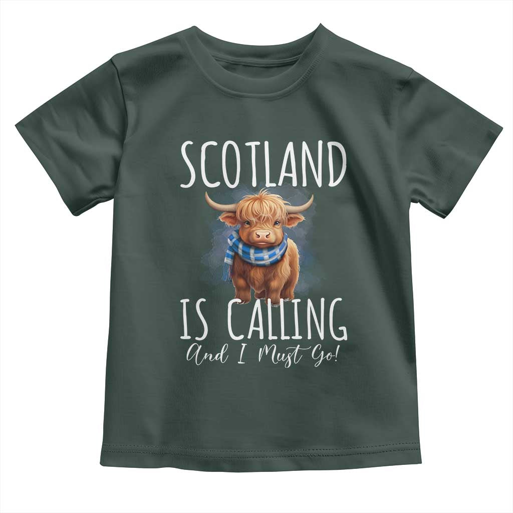 Scotland is Calling and I must Go Highland Cow Toddler T Shirt
