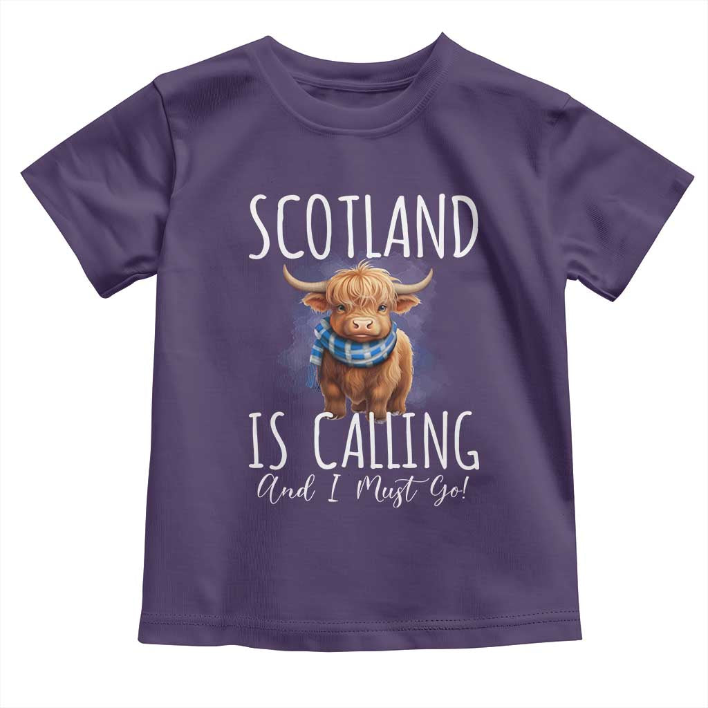 Scotland is Calling and I must Go Highland Cow Toddler T Shirt