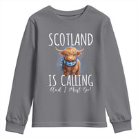 Scotland is Calling and I must Go Highland Cow Youth Sweatshirt