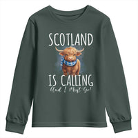 Scotland is Calling and I must Go Highland Cow Youth Sweatshirt