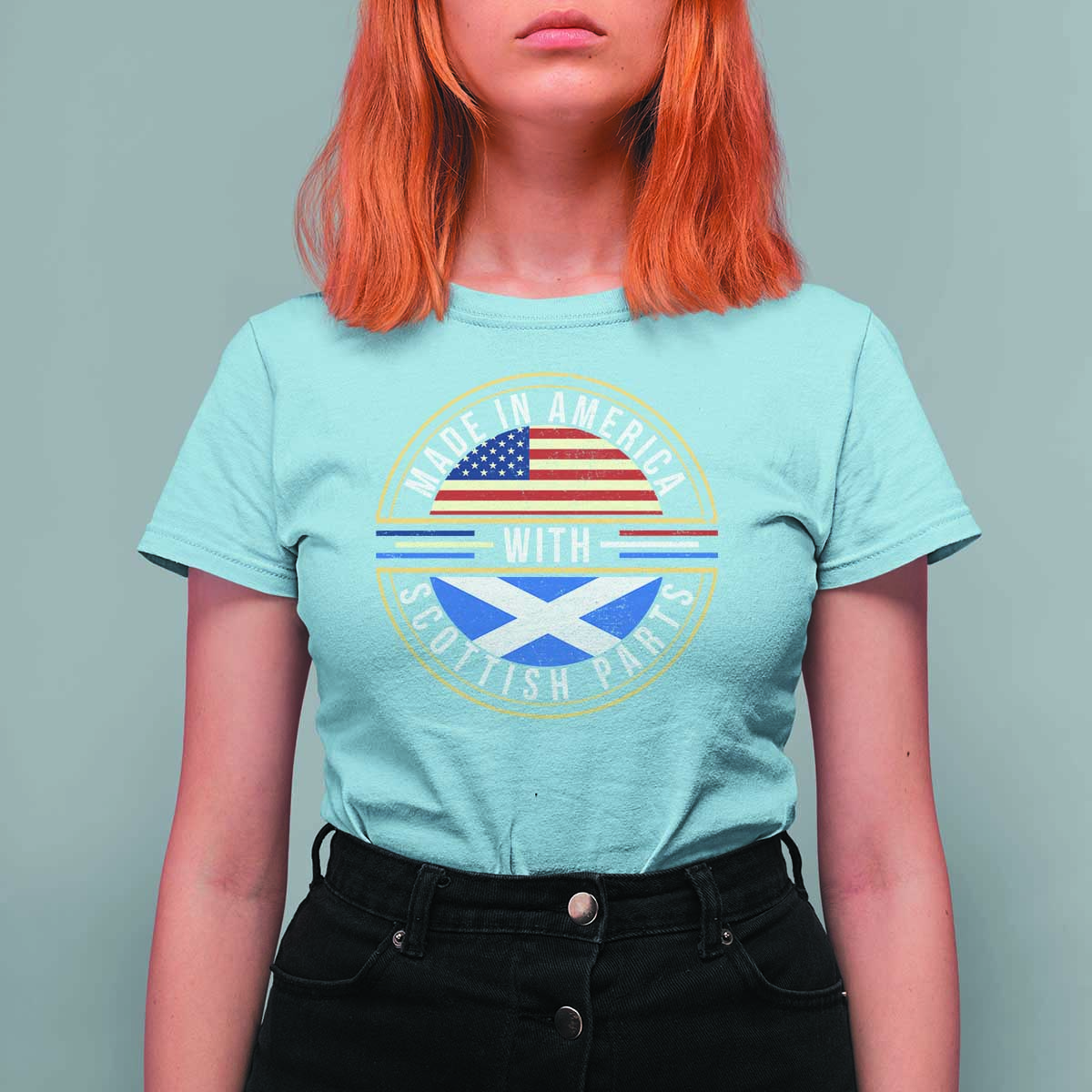 Scottish American T Shirt For Women Made In America With Scottish Parts Scotland - Wonder Print Shop