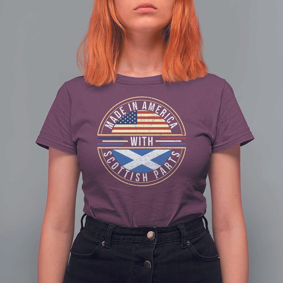 Scottish American T Shirt For Women Made In America With Scottish Parts Scotland - Wonder Print Shop