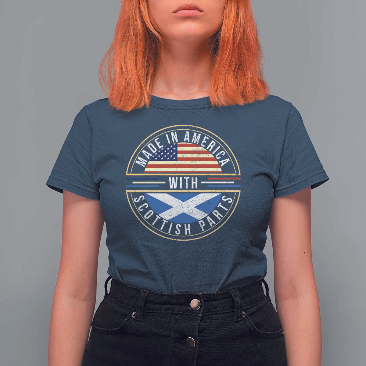 Scottish American T Shirt For Women Made In America With Scottish Parts Scotland - Wonder Print Shop