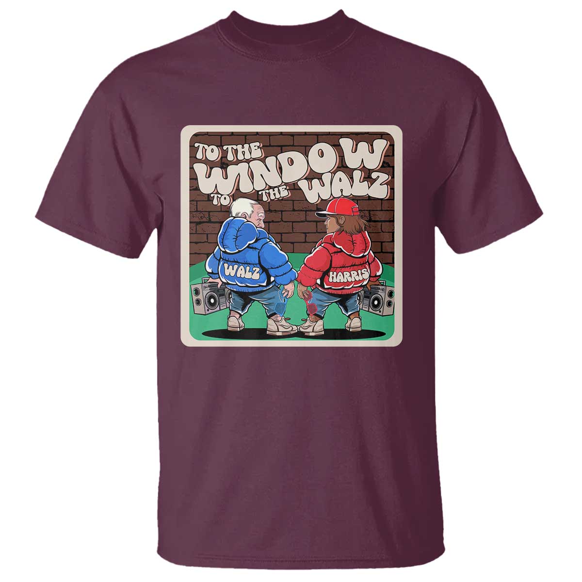 Funny Harris Walz T Shirt To The Window To The Walz Hip Hop Old School - Wonder Print Shop
