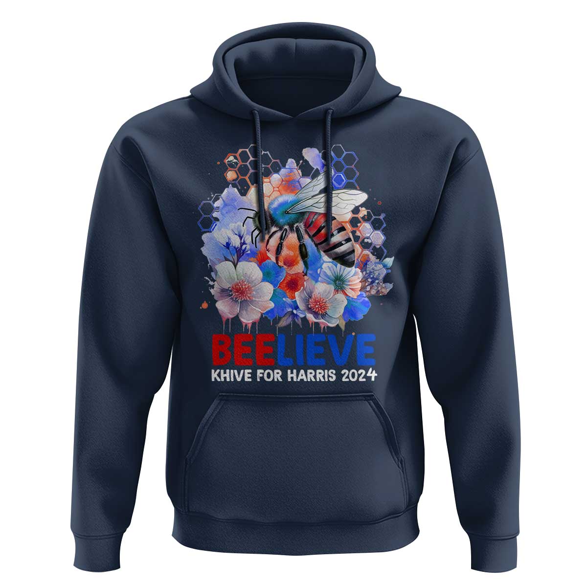 Believe Khive For Harris 2024 Hoodie Bee American Flag - Wonder Print Shop