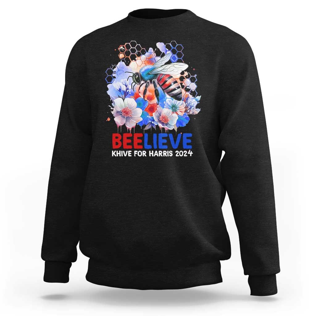 Believe Khive For Harris 2024 Sweatshirt Bee American Flag - Wonder Print Shop