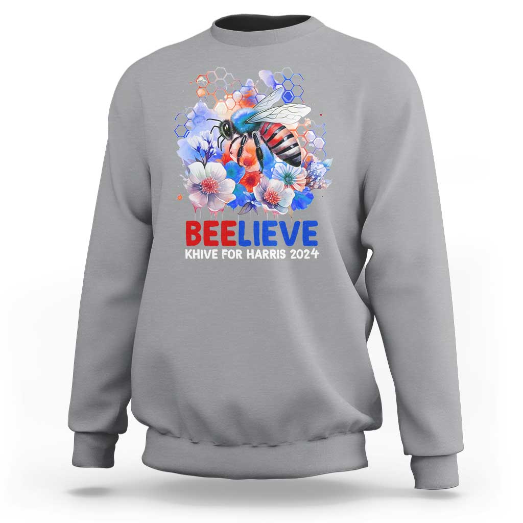 Believe Khive For Harris 2024 Sweatshirt Bee American Flag - Wonder Print Shop