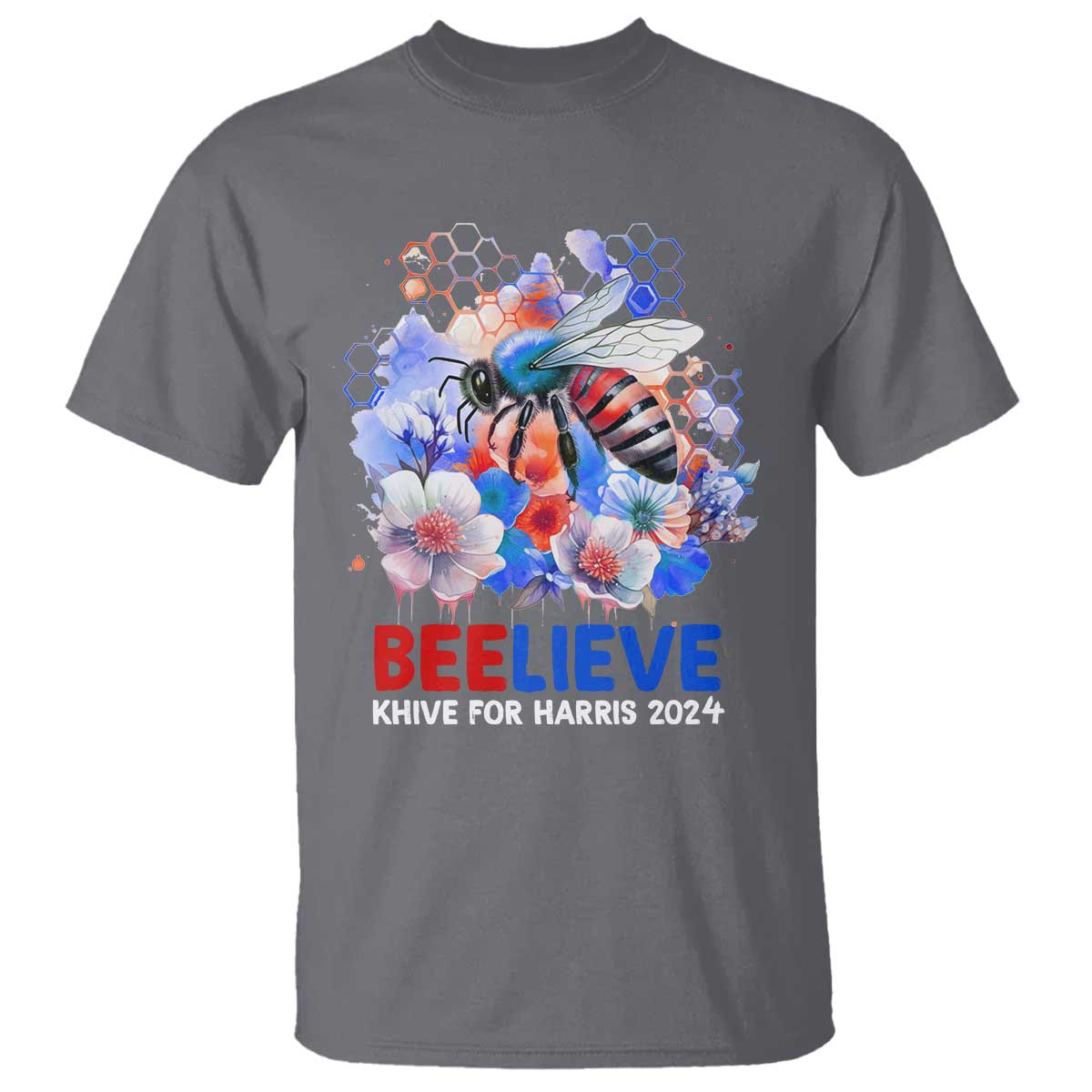 Believe Khive For Harris 2024 T Shirt Bee American Flag - Wonder Print Shop