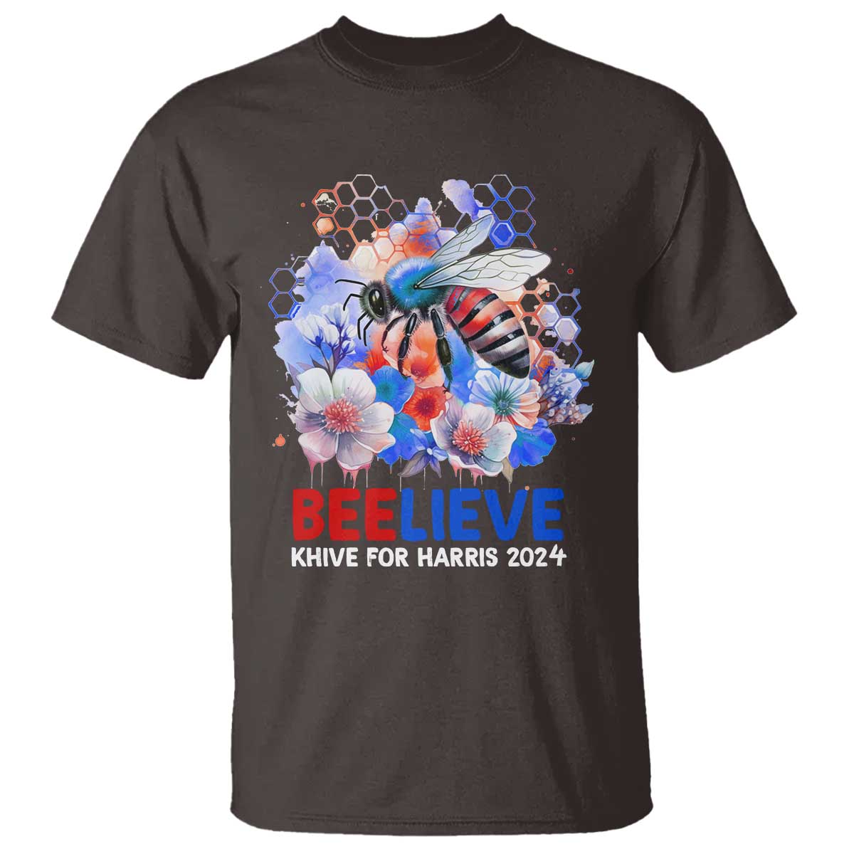 Believe Khive For Harris 2024 T Shirt Bee American Flag - Wonder Print Shop