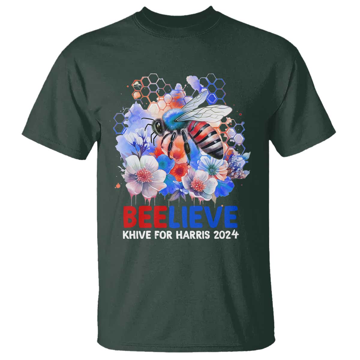 Believe Khive For Harris 2024 T Shirt Bee American Flag - Wonder Print Shop