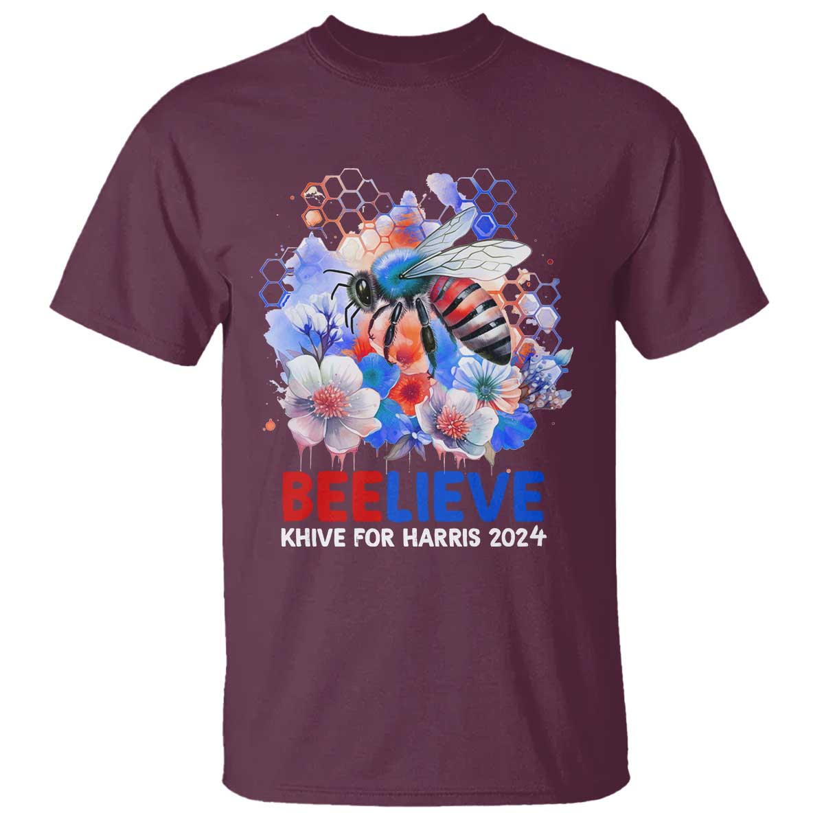 Believe Khive For Harris 2024 T Shirt Bee American Flag - Wonder Print Shop