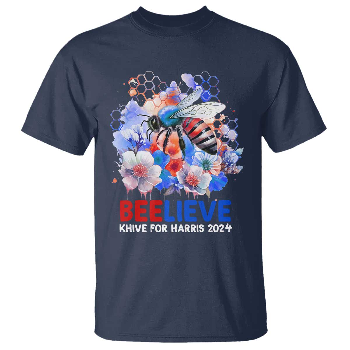 Believe Khive For Harris 2024 T Shirt Bee American Flag - Wonder Print Shop