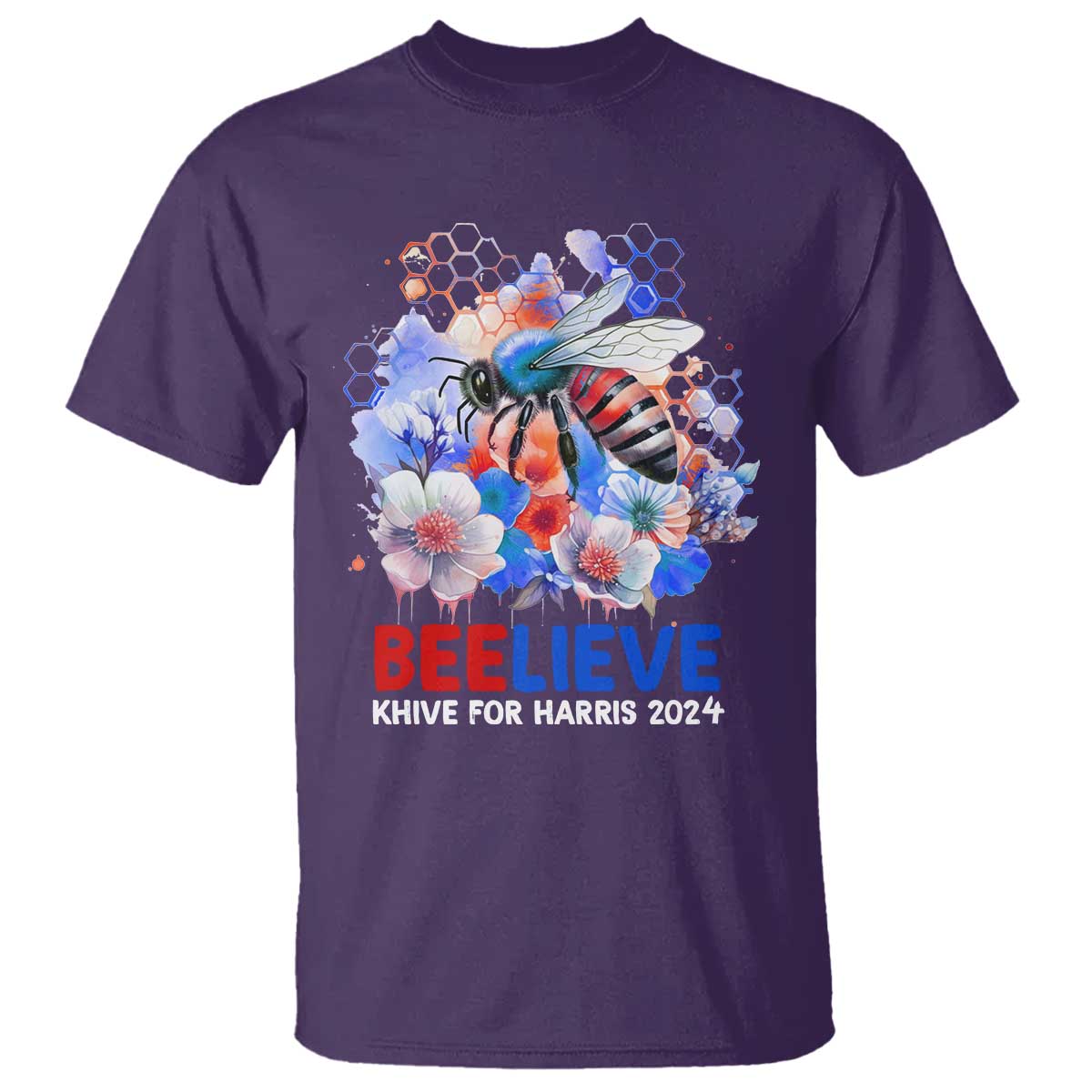 Believe Khive For Harris 2024 T Shirt Bee American Flag - Wonder Print Shop