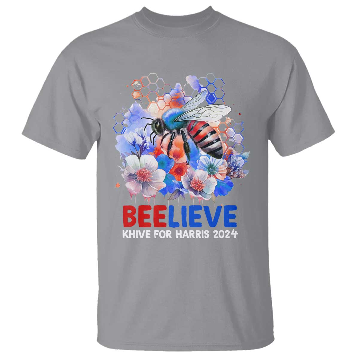 Believe Khive For Harris 2024 T Shirt Bee American Flag - Wonder Print Shop