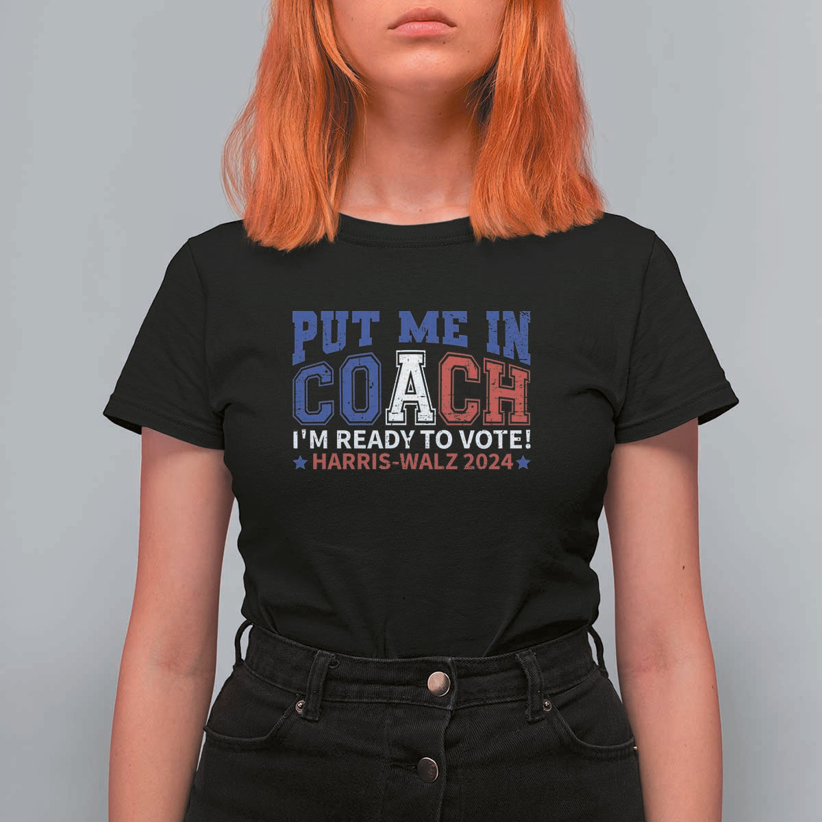 Harris Walz 2024 T Shirt For Women Put Me In Coach I'm Ready To Vote - Wonder Print Shop