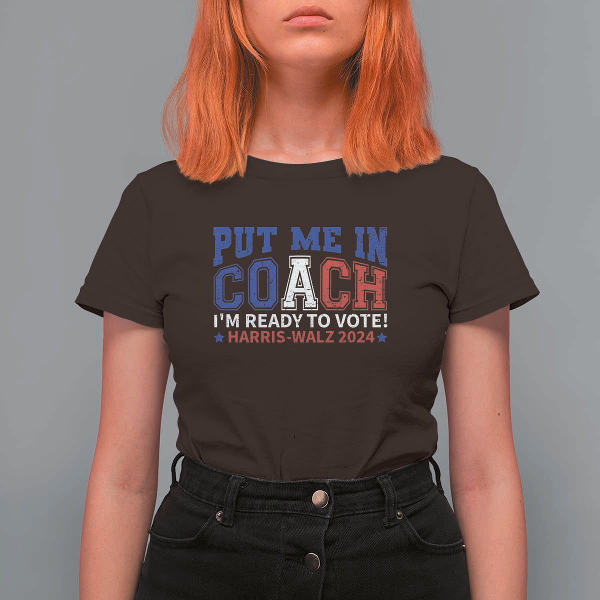 Harris Walz 2024 T Shirt For Women Put Me In Coach I'm Ready To Vote - Wonder Print Shop