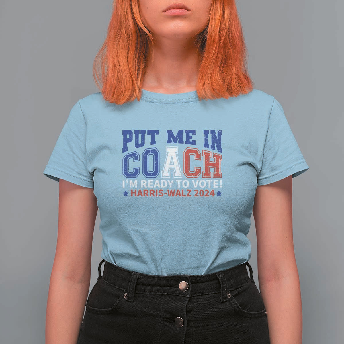 Harris Walz 2024 T Shirt For Women Put Me In Coach I'm Ready To Vote - Wonder Print Shop