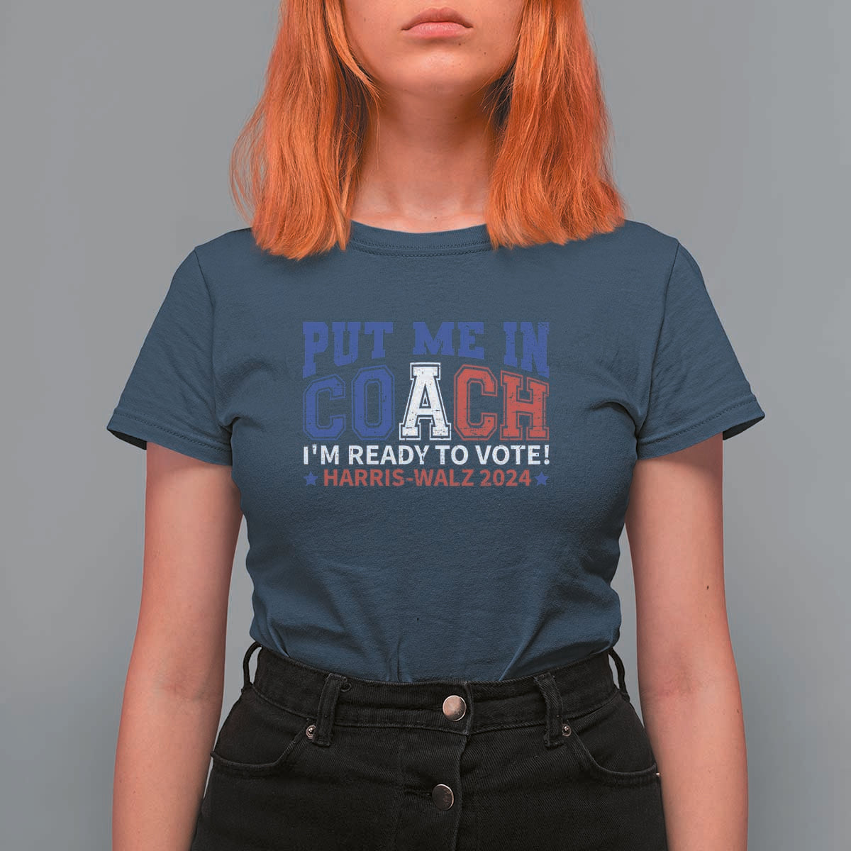 Harris Walz 2024 T Shirt For Women Put Me In Coach I'm Ready To Vote - Wonder Print Shop