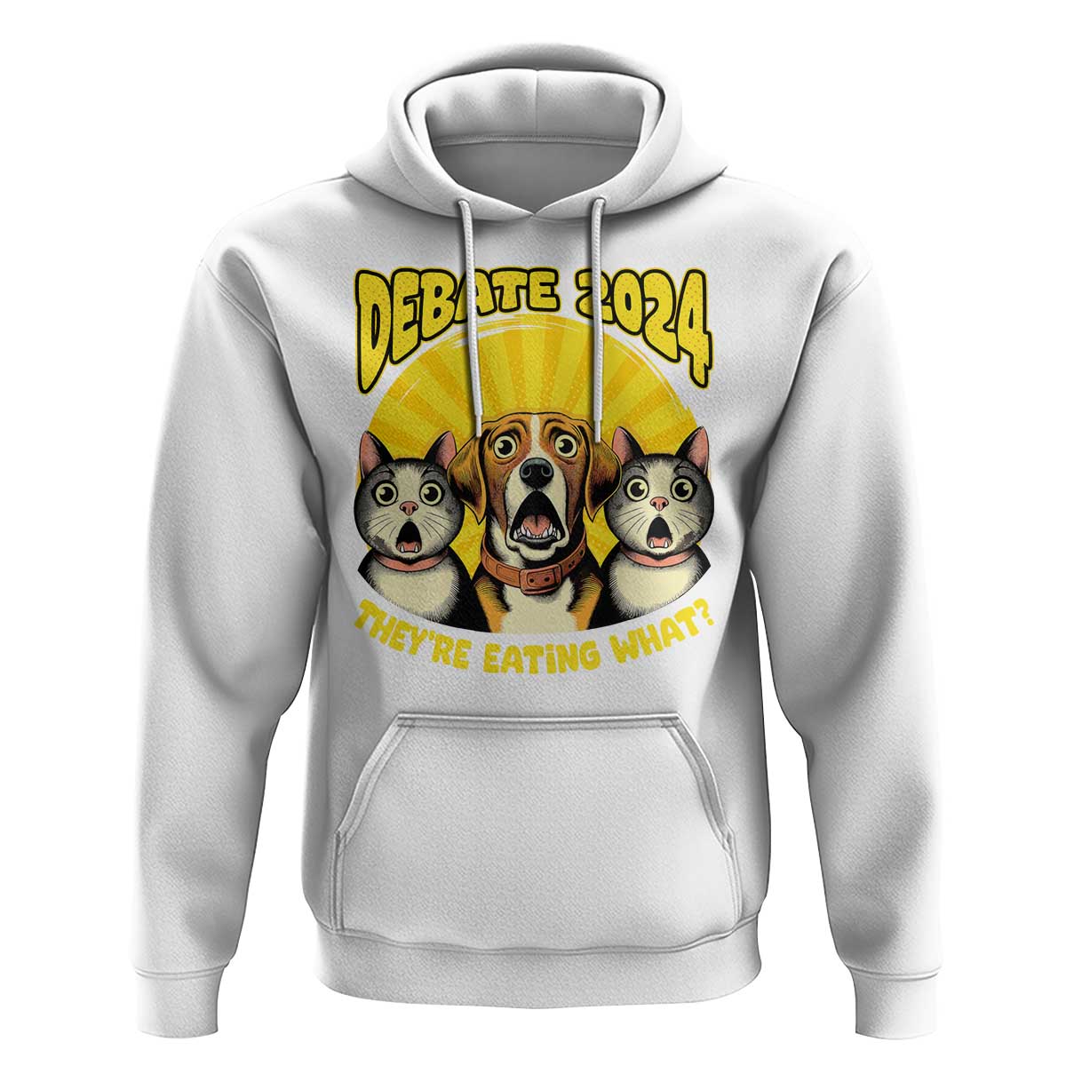 President Debate 2024 Hoodie Funny Dogs and Cats They're Eating What - Wonder Print Shop