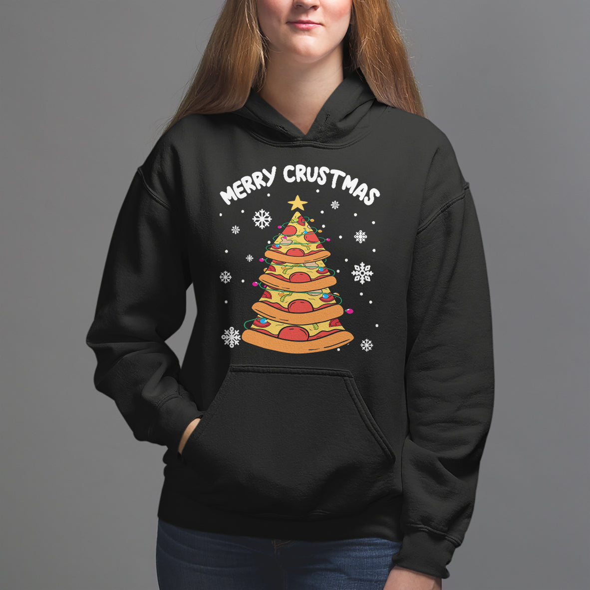 Merry Crustmas Pizza Christmas Tree Xmas Hoodie - Wonder Print Shop