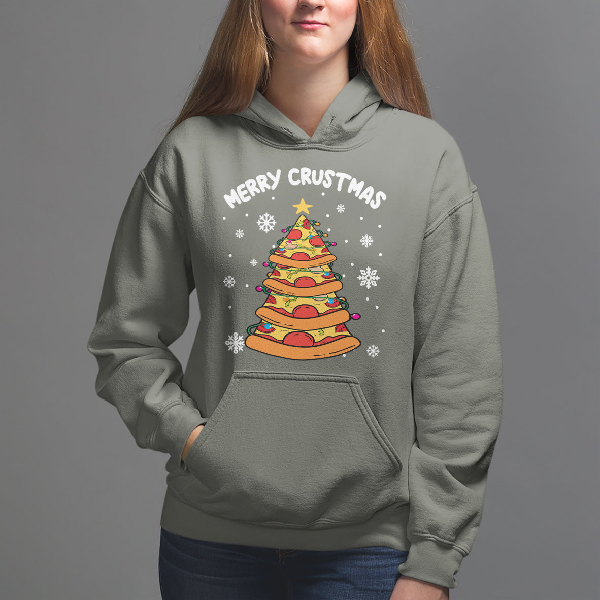 Merry Crustmas Pizza Christmas Tree Xmas Hoodie - Wonder Print Shop