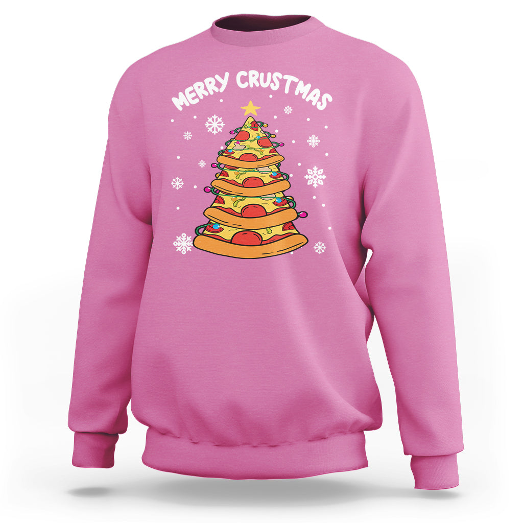 Merry Crustmas Pizza Christmas Tree Xmas Sweatshirt - Wonder Print Shop