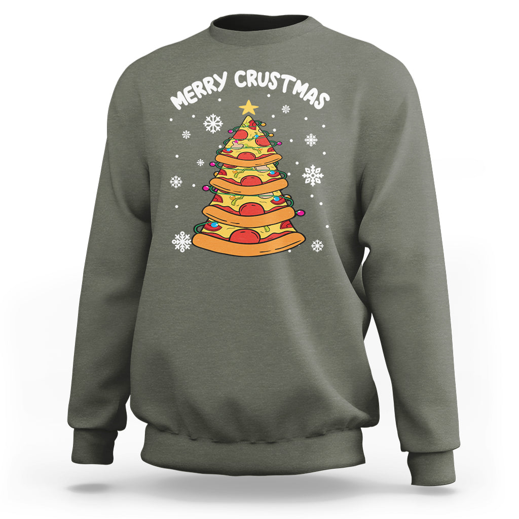 Merry Crustmas Pizza Christmas Tree Xmas Sweatshirt - Wonder Print Shop