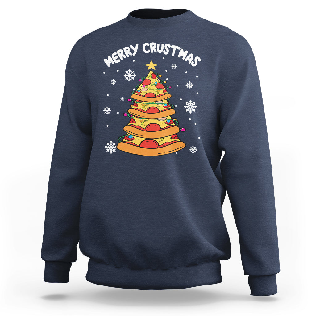 Merry Crustmas Pizza Christmas Tree Xmas Sweatshirt - Wonder Print Shop
